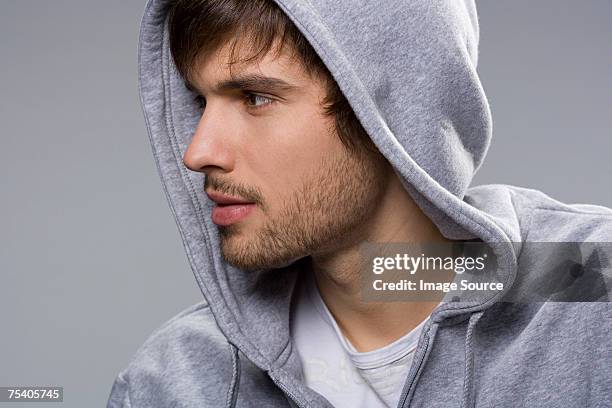 portrait of a young man - hair stubble stockfoto's en -beelden