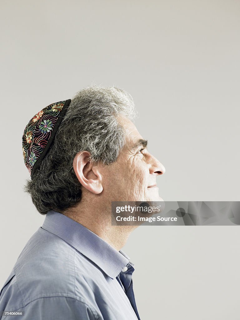 Jewish man wearing a kippah