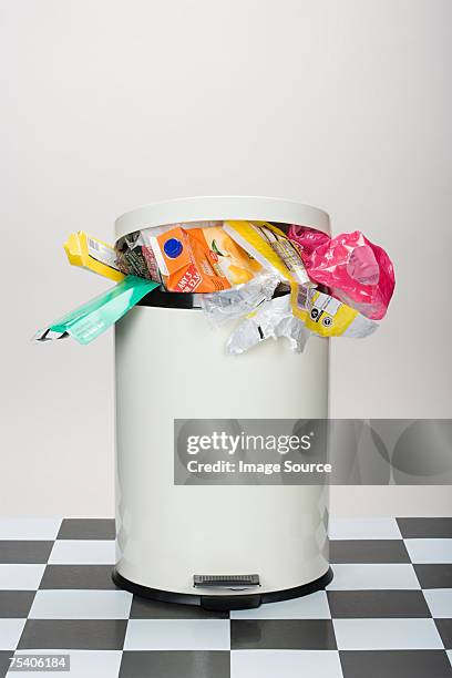 rubbish in a bin - trash stock pictures, royalty-free photos & images