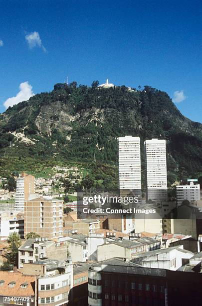 monserrate hill and bogota - monserrate bogota stock pictures, royalty-free photos & images