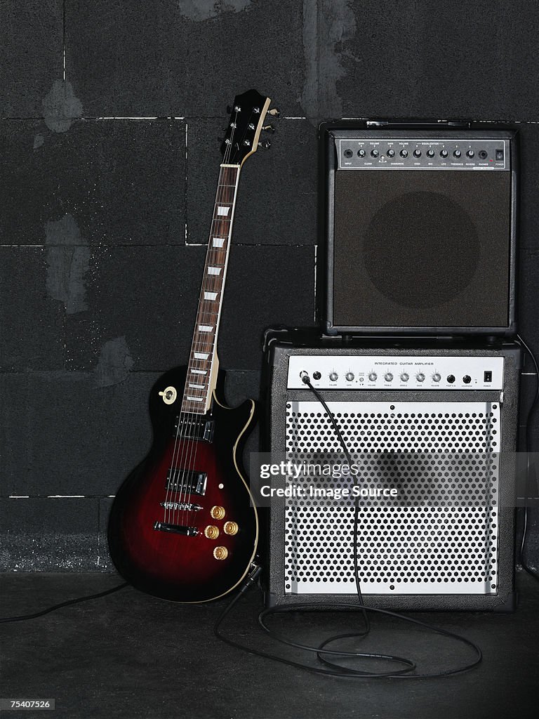 Electric guitar and amplifier