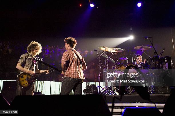 Dispatch performs on stage during the Dispatch: Zimbabwe benefit concert on July 13, 2007 at Madison Square Garden in New York City.