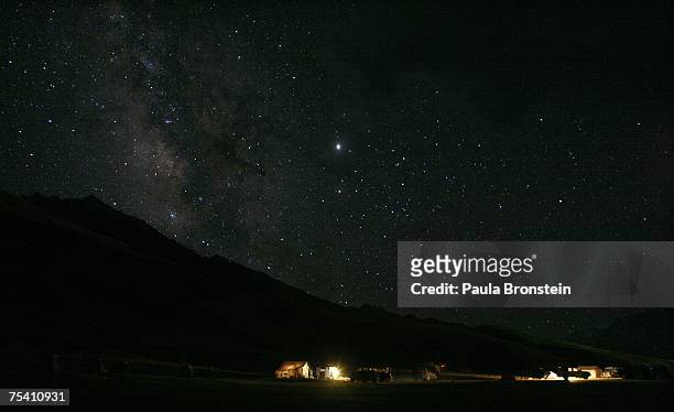 Stars light up the night sky at a campground at the annual Shandur Polo Festival, July 8, 2007 in the Shandur Pass, Pakistan. The three day festival...