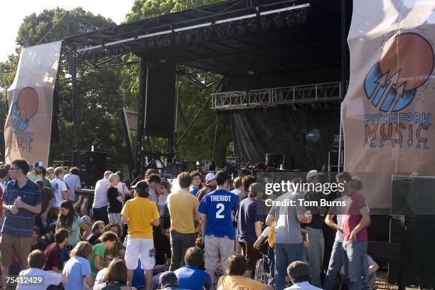 The crowd waits for the start of the Pitchfork Music Festival in Union Park on July 13, 2007 in Chicago, Illinois.