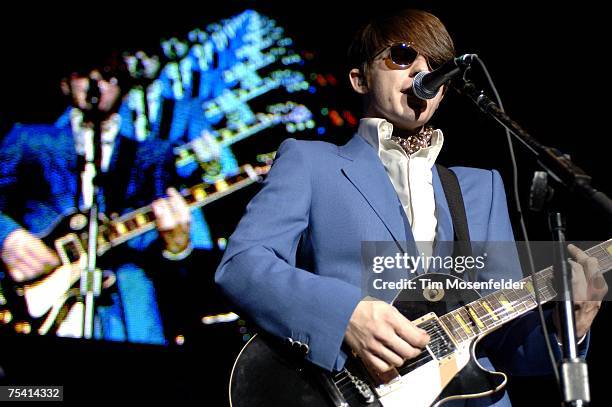 Drake Bell performs as part of the "Aly and AJ, Corbin Bleu, and Drake Bell Summer Tour 2007" at the Sleep Train Pavilion on July 13, 2007 in...