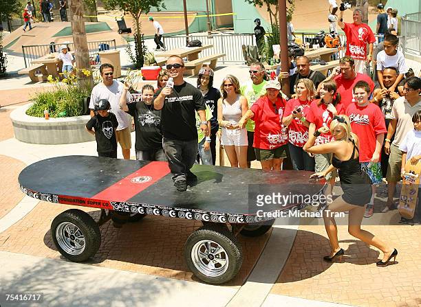 Actor Jason 'Wee Man' Acuna and Playboy Playmate Kara Monaco attends the SCARRED: LIVE takes over MTV at the Chula Vista Skate Park on July 14, 2007...