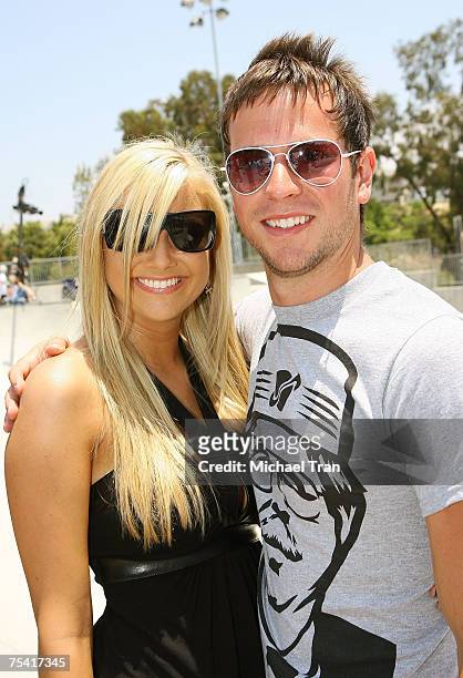 Action sports athlete Adam Taylor aka "Fat Tony" and Kara Monaco attends the SCARRED: LIVE takes over MTV at the Chula Vista Skate Park on July 14,...