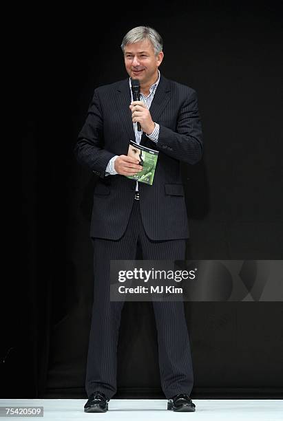 Berlin mayor Klaus Wowereit speaks at the Karstadt New Generation Award ceremony during the Mercedes-Benz Fashion Week Berlin Spring/Summer 2008 held...