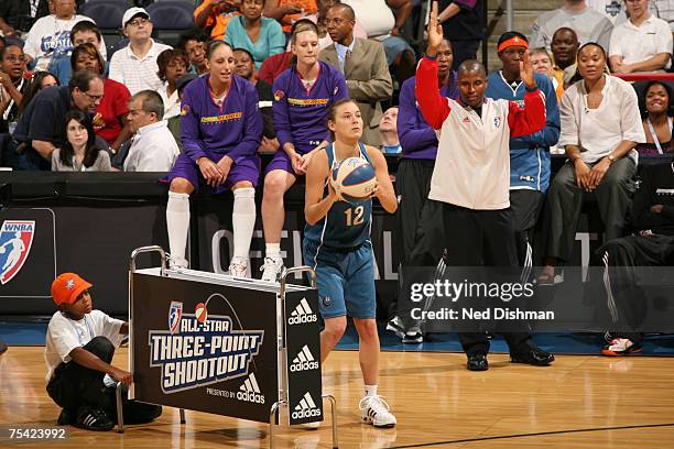 Laurie Koehn of the Washington Mystics shoots during the 3 Point Shootout prior to the 2007 WNBA All-Star Game on July 15, 2007 at the Verizon Center...