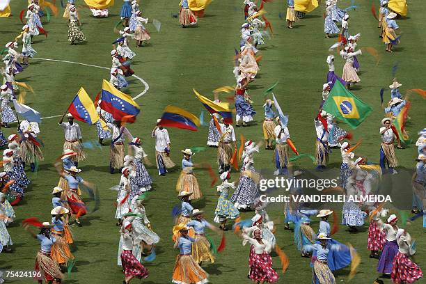 General view of the closing ceremony of the Copa America Venezuela-2007, before the start of the final match between Argentina and Brazil 15 July...