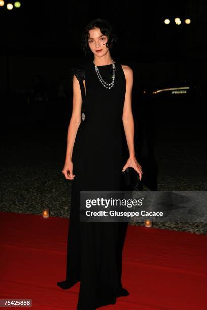 Maria Carla Boscono arrives at the dinner at Palazzo Reale, after the ballet "Thanks Gianni with Love" to commemorate the tenth anniversary of the...