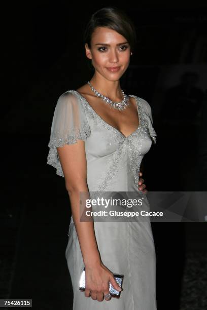 Jessica Alba arrives at the dinner at Palazzo Reale, after the ballet "Thanks Gianni with Love" to commemorate the tenth anniversary of the death of...