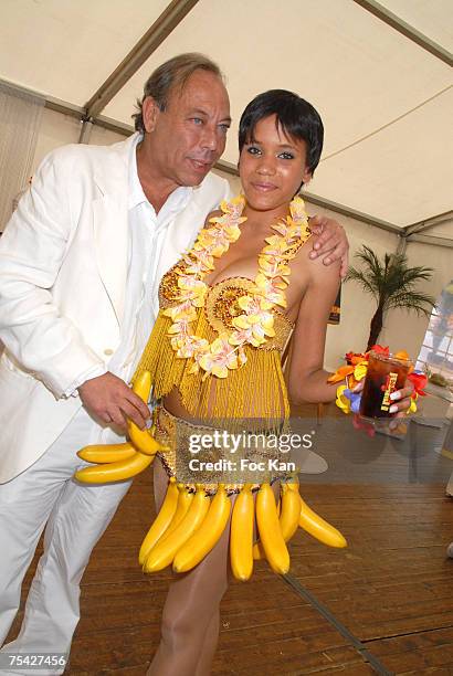 Franck Couecou and Miss Banana Cafe attend the Garden des Rois 2007 " Tahiti Chic Party " at the Hippodrome De St Cloud on June 17, 2007 in Paris,...