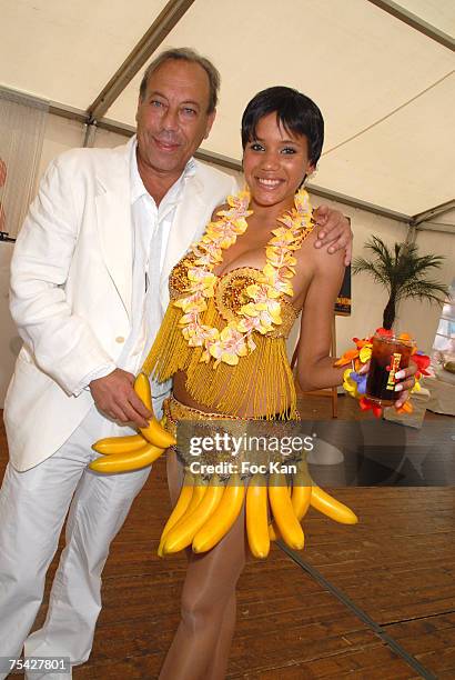 Franck Couecou and Miss Banana Cafe attend the Garden des Rois 2007 " Tahiti Chic Party " at the Hippodrome De St Cloud on June 17, 2007 in Paris,...