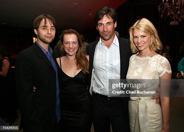 Actors Vincent Kartheiser, Elisabeth Moss, Jon Hamm and January Jones attend AMC's premiere party for 'Mad Men' at The Friars Club on July 15, 2007...