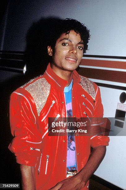 Michael Jackson on set of his video "Beat It" in downtown Los Angeles