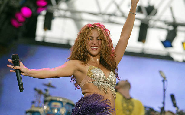 Latin American singing sensation Shakira dances during Thisday music festival in Lagos 15 July, 2007. The second Thisday, a Nigeria tabloid sponsored...