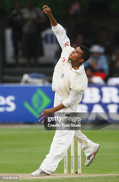 Adil Rashid of England during day 2 of the tour match between England Lions and India at the County Ground on July 14, 2007 in Chelmsford, England.