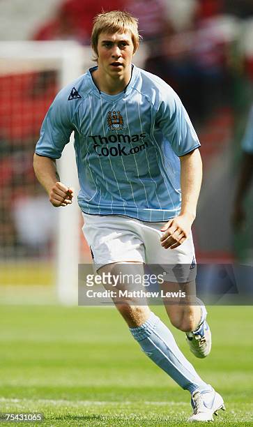 Michael Johnson of Manchester City in action during the Pre-Season Friendly match between Doncaster Rovers and Manchester City at the Keepmoat...