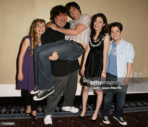 Miranda Cosgrove, Jennette McCurdy, Nathan Kress, Jerry Trainor and Dan Schneider at the MTV Summer 2007 TCA Press Tour at the Beverly Hilton Hotel...