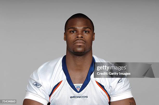 Tim Crowder of the Denver Broncos poses for his 2007 NFL headshot at photo day in Denver, Colorado.