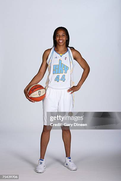 Chasity Melvin of the Chicago Sky poses for a portrait on July 12, 2007 at the UIC Pavilion in Chicago, Illinois. NOTE TO USER: User expressly...