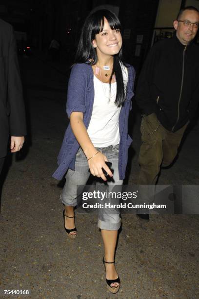 Lily Allen arriving at the LG party in jeans before getting changed for the official arrival