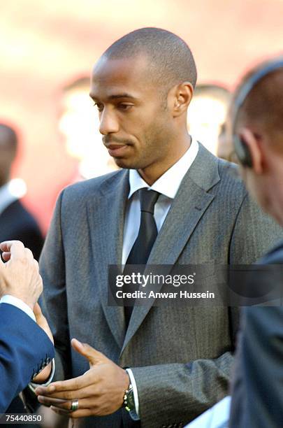 Arsenal captain Thierry Henry at the official opening of the Emirates Stadium by HRH the Duke of Edinburgh in London, October 26, 2006. The Queen was...