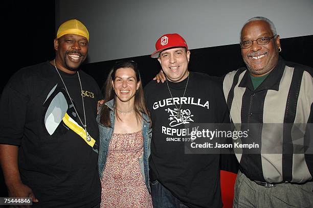 Grandmaster Caz, Producer Nanette Berstein, DJ Disco Wiz and radio host Mark Riley at the screening of VH1's "NY77: The Coolest Year In Hell" at the...