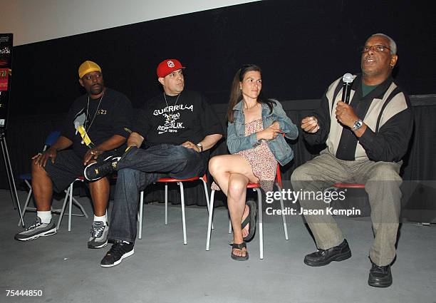 Grandmaster Caz, Producer Nanette Berstein, DJ Disco Wiz and radio host Mark Riley at the screening of VH1's "NY77: The Coolest Year In Hell" at the...