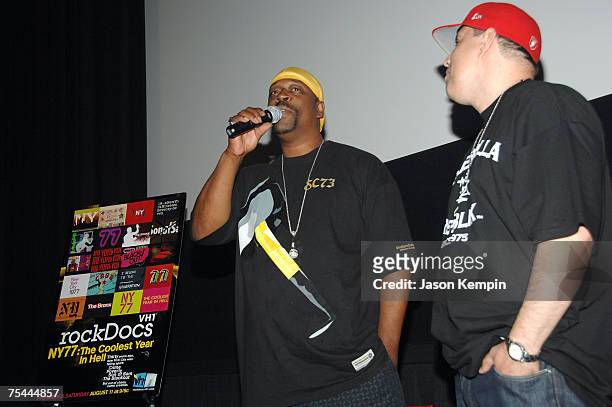 Grandmaster Caz and DJ Disco Wiz at the screening of VH1's "NY77: The Coolest Year In Hell" at the Landmark Sunshine Theater in New York City on July...
