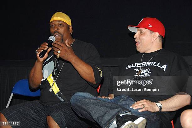 Grandmaster Caz and DJ Disco Wiz at the screening of VH1's "NY77: The Coolest Year In Hell" at the Landmark Sunshine Theater in New York City on July...