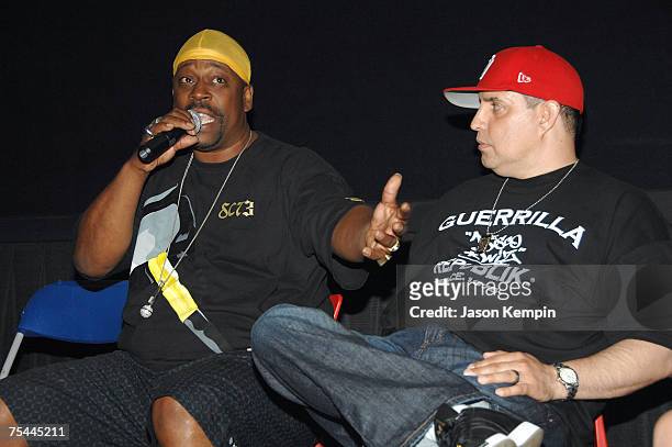 Grandmaster Caz and DJ Dosco Wiz at the screening of VH1's "NY77: The Coolest Year In Hell" at the Landmark Sunshine Theater in New York City on July...