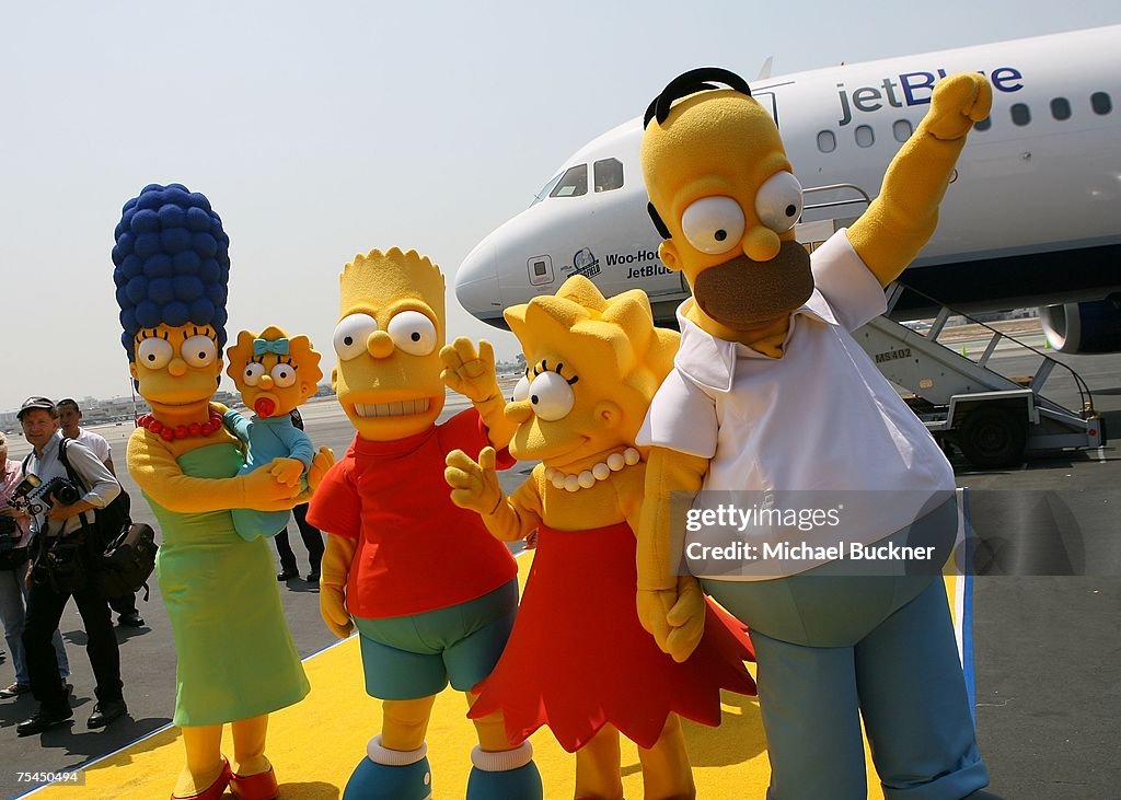 Jet Blue Unveils Aircraft In Celebration Of "The Simpsons" Movie Release