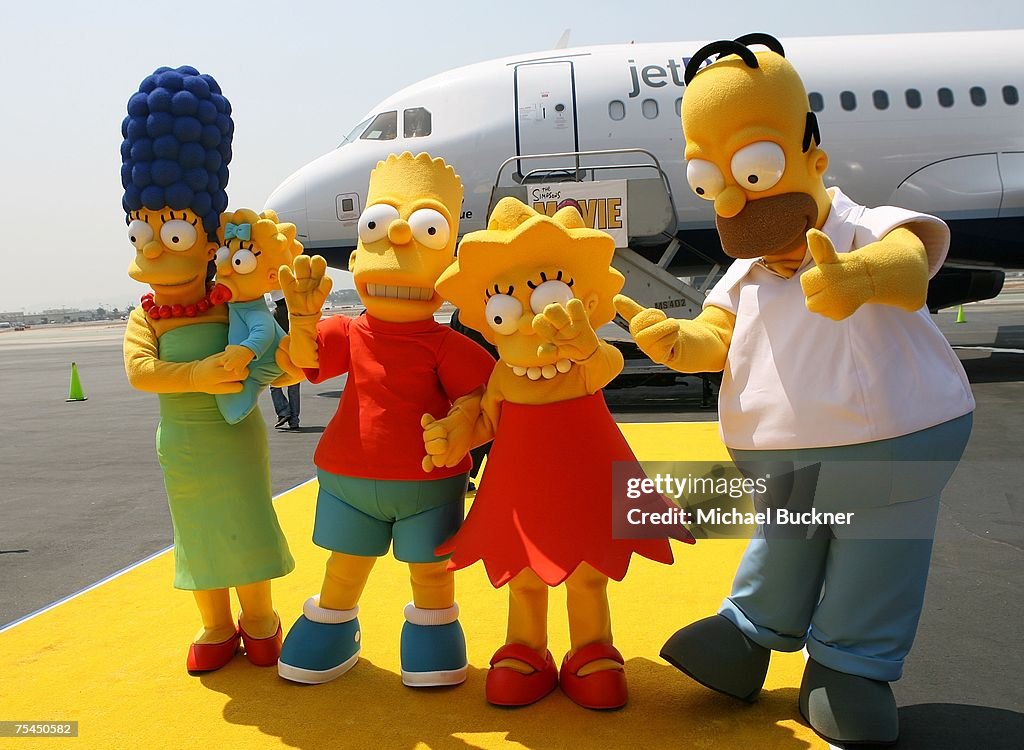 Jet Blue Unveils Aircraft In Celebration Of "The Simpsons" Movie Release