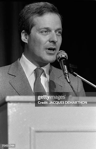 This file picture taken 20 April 1983 during a ceremony at the French Jewish Center shows banker David De Rothschild. The French group Paris-Orleans...