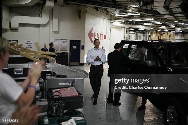 Behind the scenes with Democratic presidential hopeful U.S. Sen. Barack Obama, of Illinois, as he addresses the biennial General Synod meeting of the...