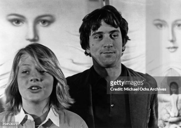 Jodie Foster and Robert De Niro answer questions at the Cannes International Film Festival in 1976 in Cannes, France.