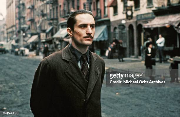 Robert De Niro performs a scene in The Godfather Part II directed by Francis Ford Coppola in 1974 in New York, New York.