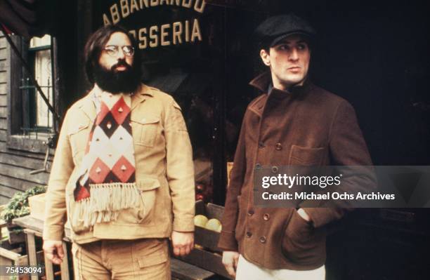 Director Francis Ford Coppola guides Robert De Niro in a scene in The Godfather Part II in 1974 in New York, New York.