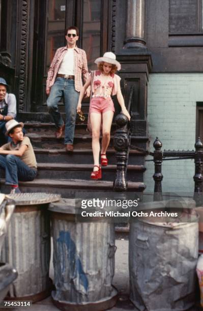 Robert De Niro and Jodie Foster perform a scene in Taxi Driver directed by Martin Scorsese in 1976 in New York, New York.