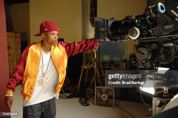 Hip-hop artist Rich Boy films the remix video of "Sexy Lady" at CECO Stage on July 17, 2007 in New York City.