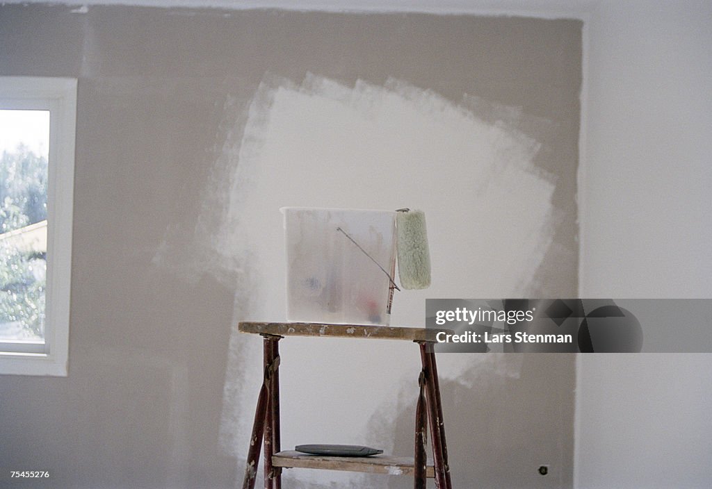 Paint on a ladder.