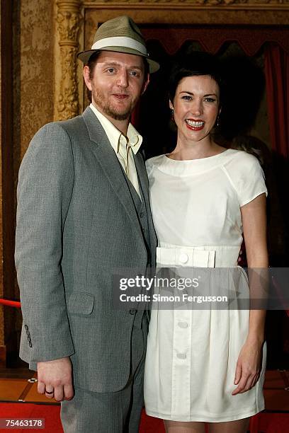 Tristan Goodall and Taasha Coates of The Audreys arrive at the ARIA Hall of Fame at the Regent Theatre on July 18, 2007 in Melbourne, Australia. This...