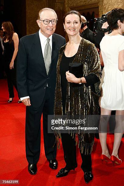 Retired newsreader Brian Henderson and his wife Mardi arrive at the ARIA Hall of Fame at the Regent Theatre on July 18, 2007 in Melbourne, Australia....