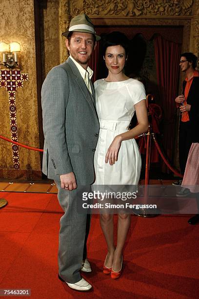 Tristan Goodall and Taasha Coates of The Audreys arrive at the ARIA Hall of Fame at the Regent Theatre on July 18, 2007 in Melbourne, Australia. This...