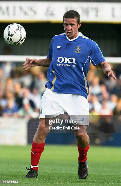 Sean Davis of Portsmouth during a Pre-Season Friendly match between Havant & Waterlooville and Portsmouth at Westleigh Park, on July 17 in Havant,...