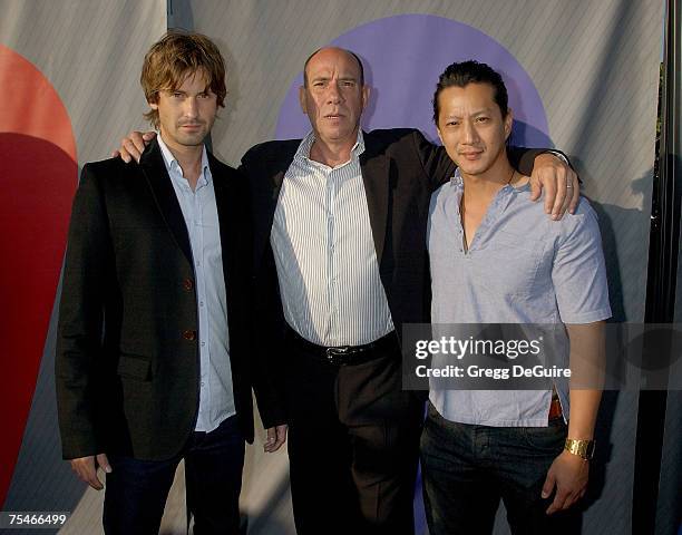 Actor Chris Bowers, actor Miguel Ferrer and actor Will Yun Lee arrive at the "NBC TCA Party" at the Beverly Hills Hilton Hotel on July 17, 2007 in...