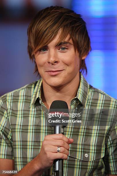 Actor Zac Efron appears onstage during MTV's Total Request Live at the MTV Times Square Studios on July 16, 2007 in New York City.