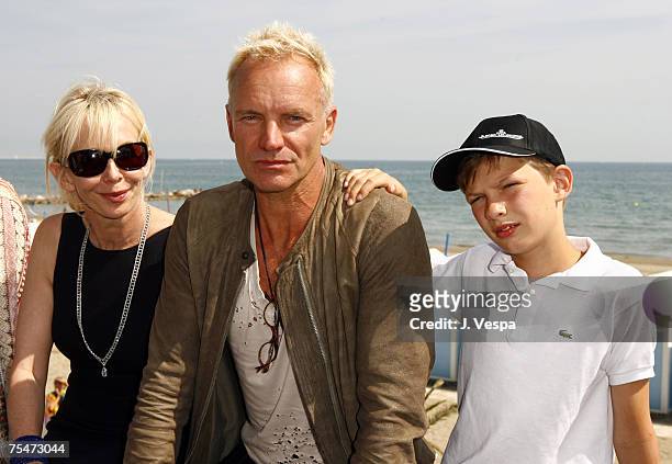 Trudie Styler, Sting and Giacomo Sumner in Venice Lido, Italy.